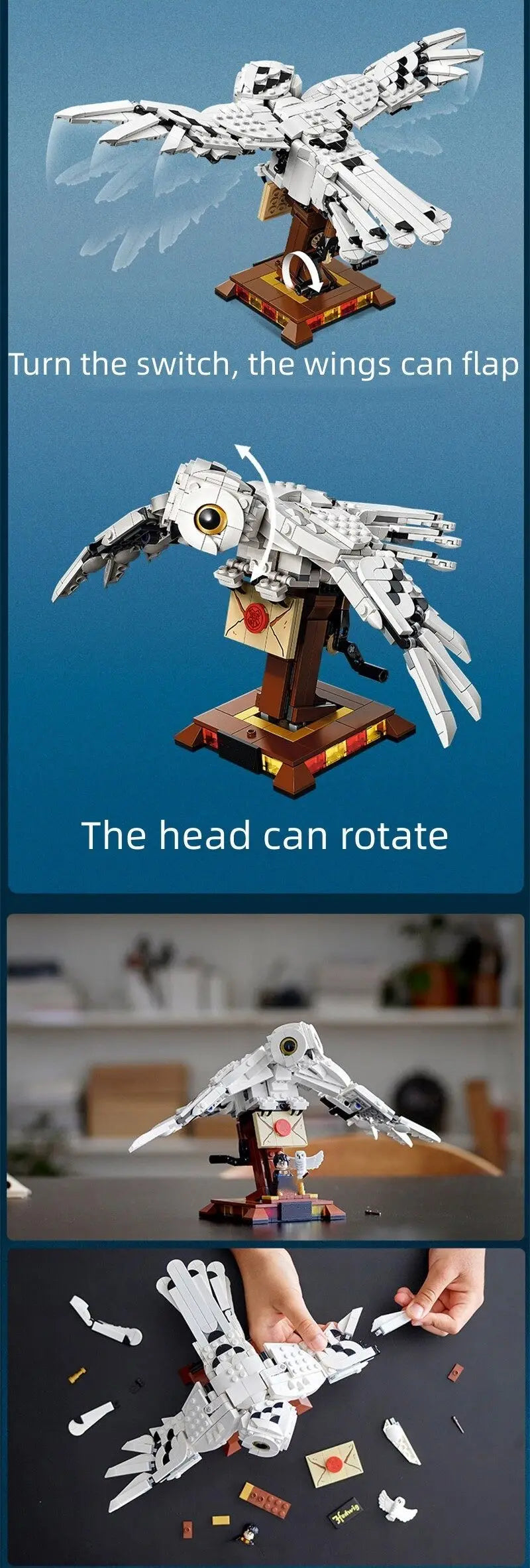 Magic Movie Hedwiged Owl Phoenix Fawkesed Divine Beast Building Blocks Animal Model Assembled Toy Kid Gift