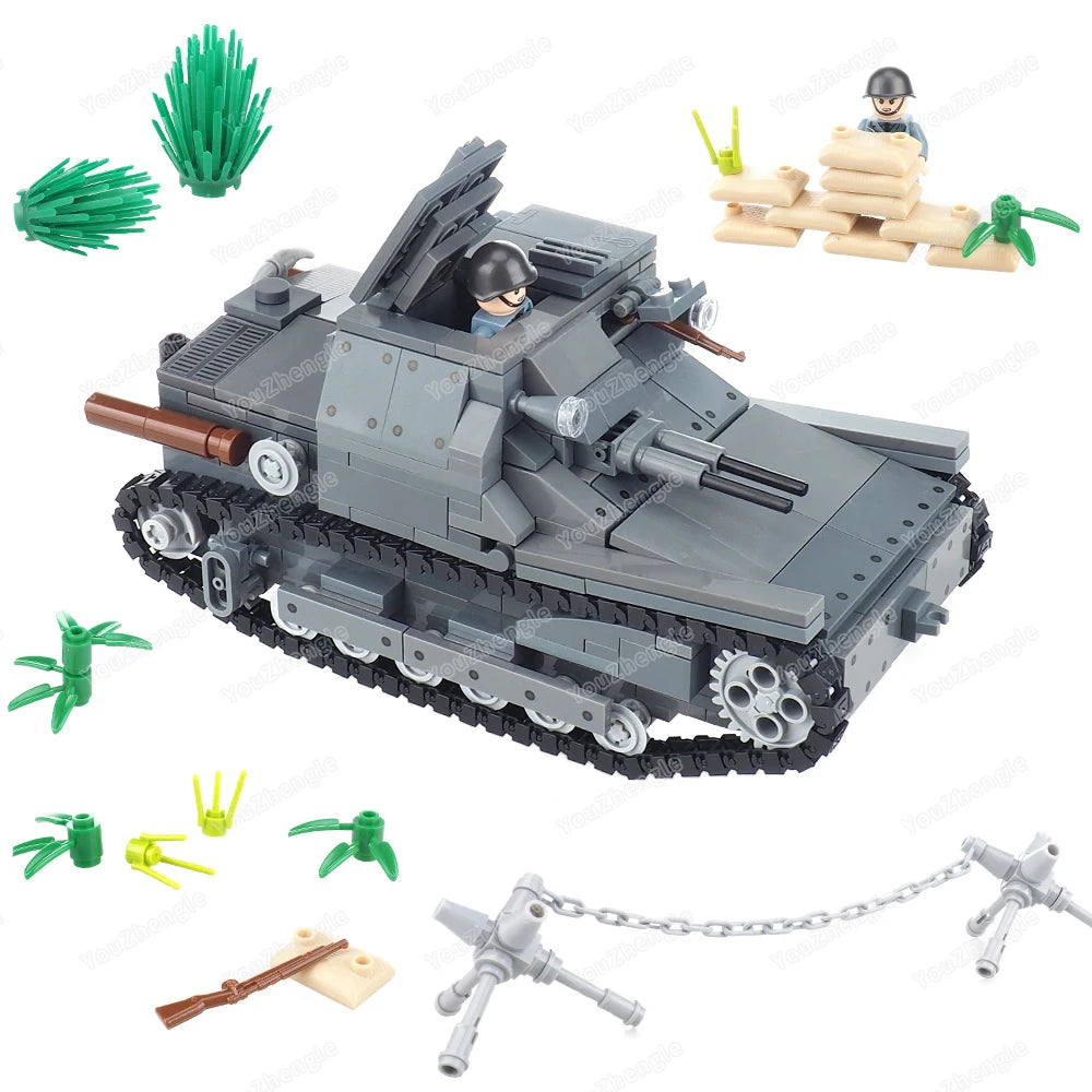Ultralight CV-33 Tank Building Block MOC Military WW2 Figures War Weapons War of Resistance Scenes Models Children Gifts Boy Toy