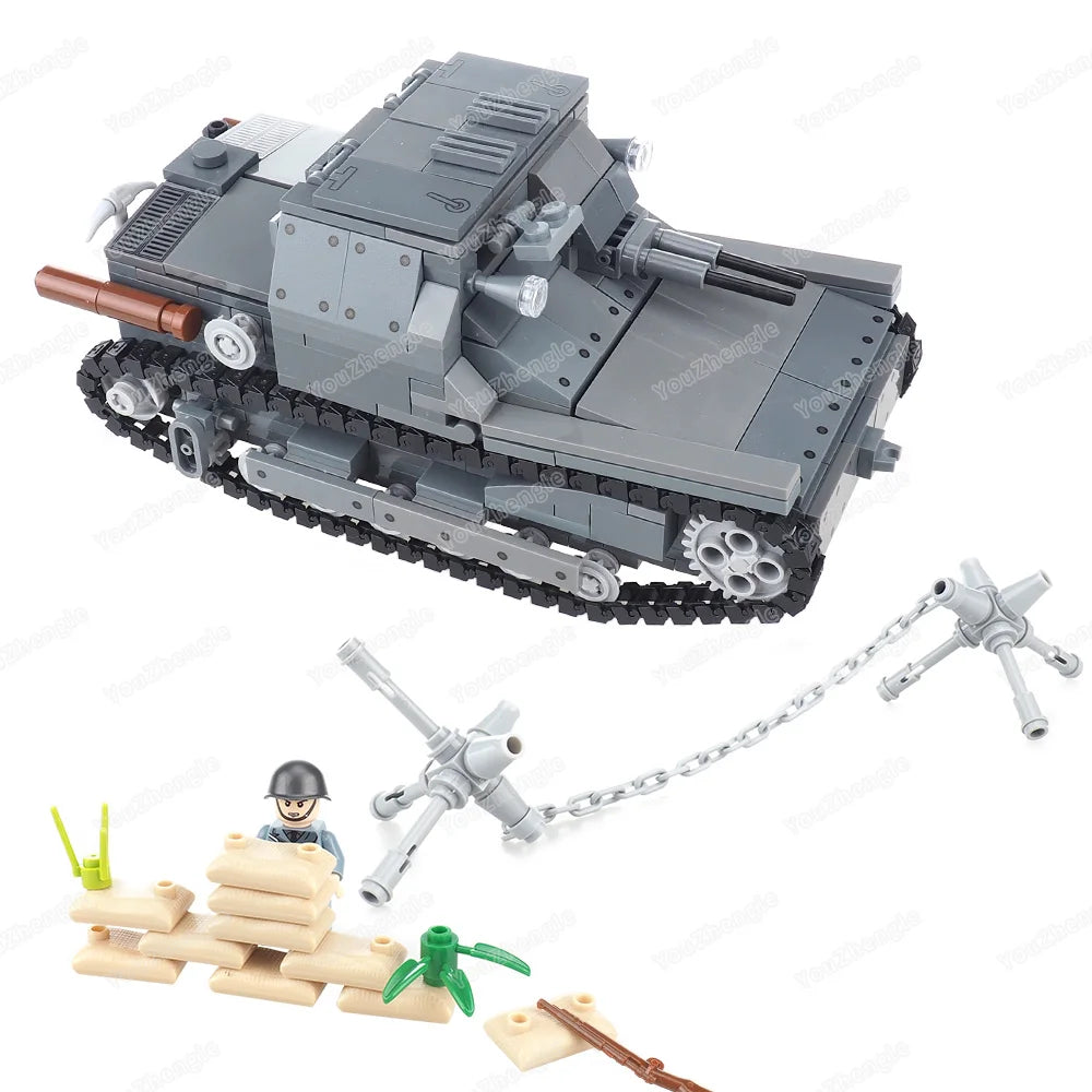 Ultralight CV-33 Tank Building Block MOC Military WW2 Figures War Weapons War of Resistance Scenes Models Children Gifts Boy Toy