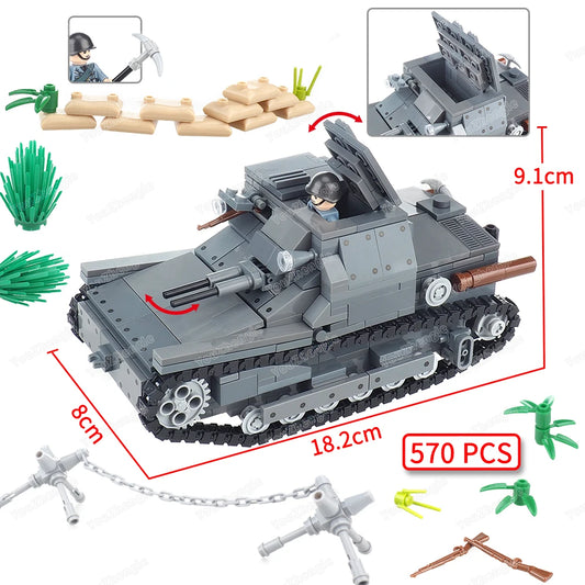 Ultralight CV-33 Tank Building Block MOC Military WW2 Figures War Weapons War of Resistance Scenes Models Children Gifts Boy Toy
