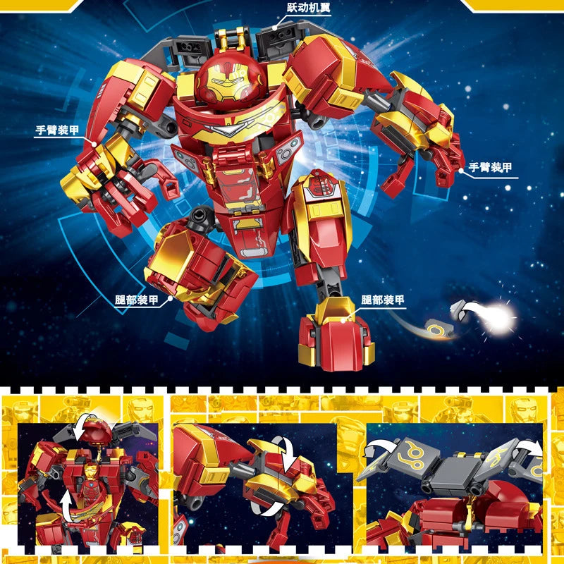 Superheroes Avengers Iron Man Hulkbuster Steel Mecha Action Figures Building Blocks Classic Movie Model Bricks Toys For Kid Gift