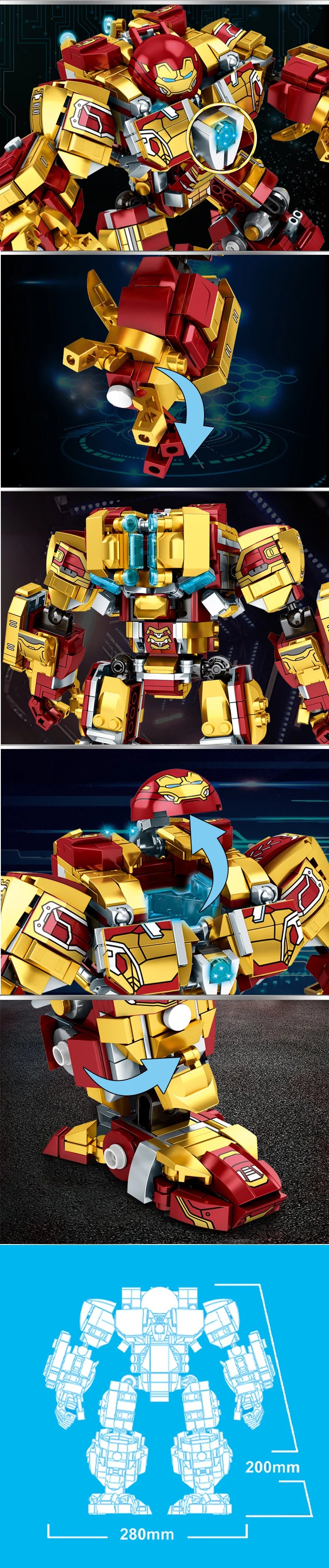 Superheroes Avengers Iron Man Hulkbuster Steel Mecha Action Figures Building Blocks Classic Movie Model Bricks Toys For Kid Gift