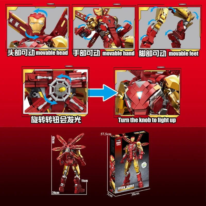 Superheroes Avengers Iron Man Hulkbuster Steel Mecha Action Figures Building Blocks Classic Movie Model Bricks Toys For Kid Gift