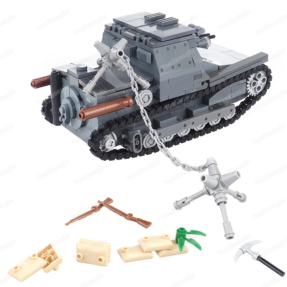 Ultralight CV-33 Tank Building Block MOC Military WW2 Figures War Weapons War of Resistance Scenes Models Children Gifts Boy Toy