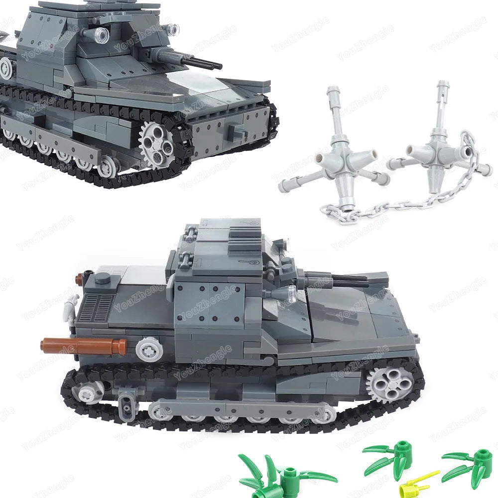 Ultralight CV-33 Tank Building Block MOC Military WW2 Figures War Weapons War of Resistance Scenes Models Children Gifts Boy Toy