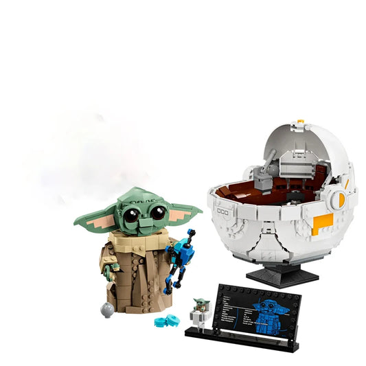 In Stock 1048pcs Cartoon Series Grogu with Hover Pram Model Building Block Ancient Set Assembled Toy Children's Birthday Gift