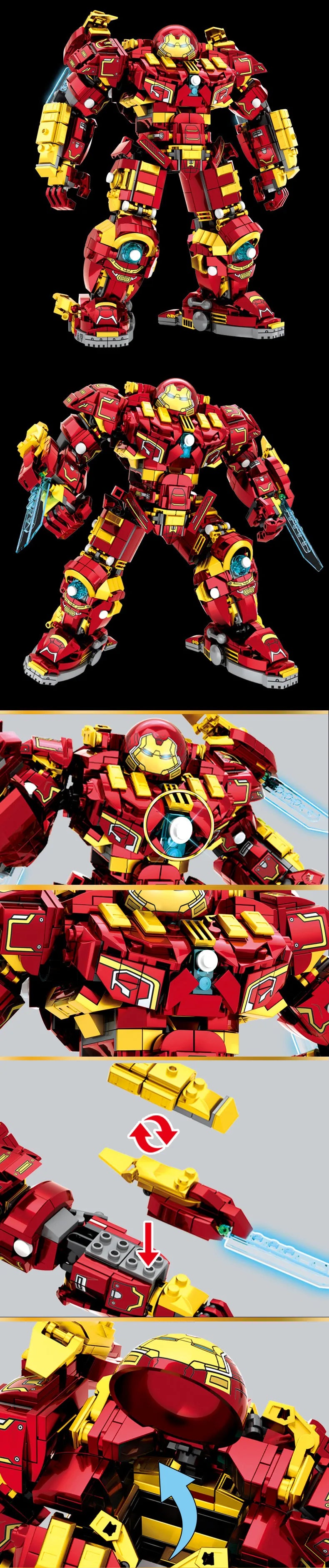 Superheroes Avengers Iron Man Hulkbuster Steel Mecha Action Figures Building Blocks Classic Movie Model Bricks Toys For Kid Gift