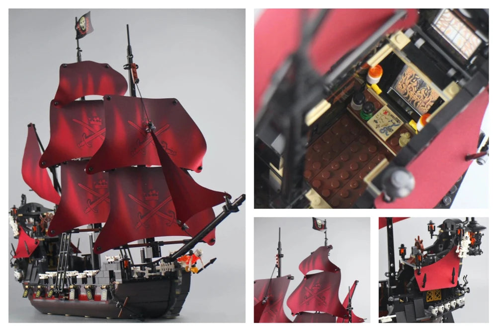 Pirates Of The Caribbeans Queen Anne Revenge Warship The Black Pearl 4195 4184 Ship Building Blocks Model Toys Bricks Kids Gifts